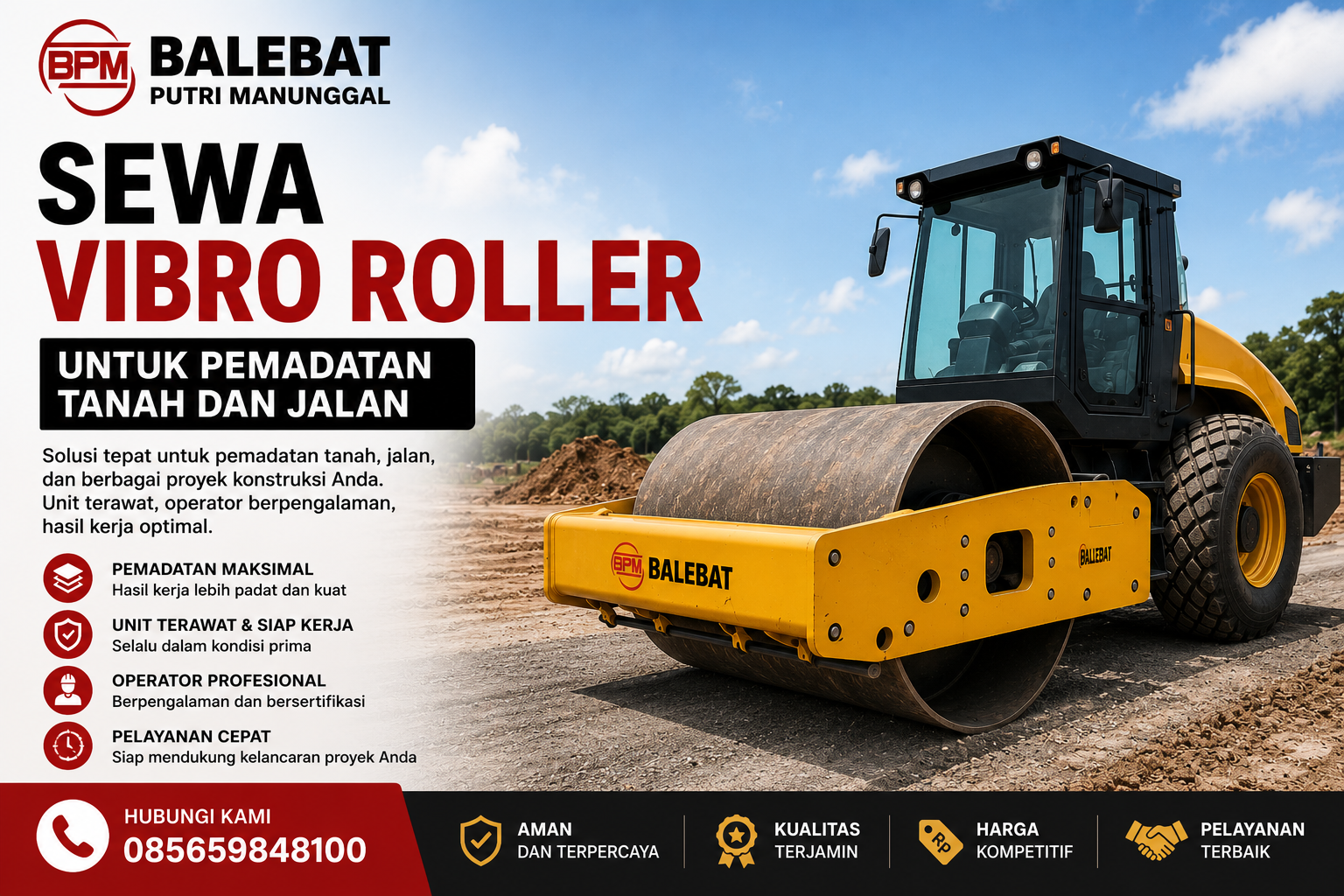 Sewa Vibro Roller untuk Pemadatan Tanah dan Jalan